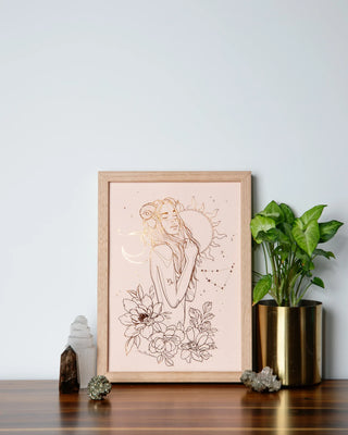 Capricorn Season zodiac foil art print handcrafted in Melbourne — gift for Capricorn birthdays