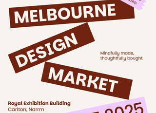 Promotional poster for the Melbourne Design Market with event details.