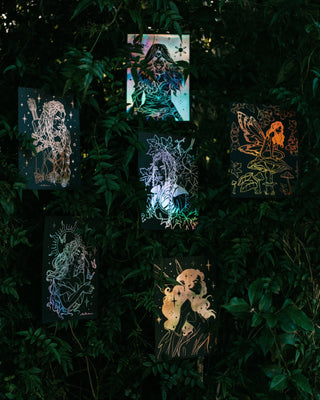 Enchanted Fairy art collection on a leafy background