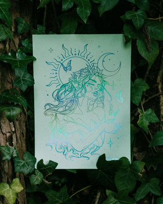 Faelwyn spring fairy foil art print handcrafted in Melbourne — Enchanted Grove collection