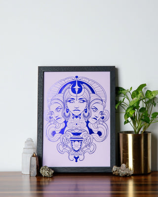 Hecate Greek goddess of witchcraft and magic foil art print, moon magic wall art