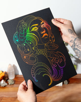 Medusa symbol of protection foil art print handcrafted in Melbourne — Greek mythology goddess print