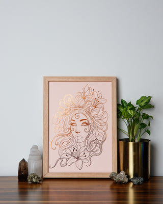 Gaia goddess of earth and life foil art print handcrafted in Melbourne — Greek mythology wall art