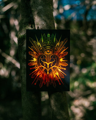 Glowing Sacred Heart Print in red