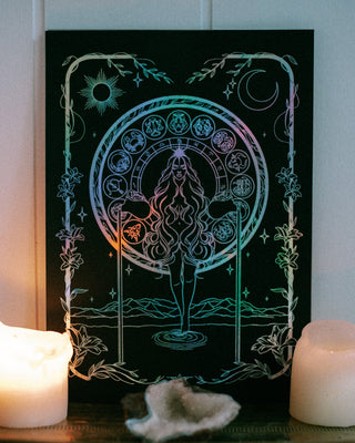 The Oracle in holographic silver foil art print
