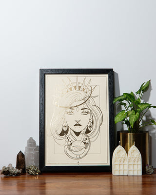 Theia goddess of heavenly light art print in gold foil